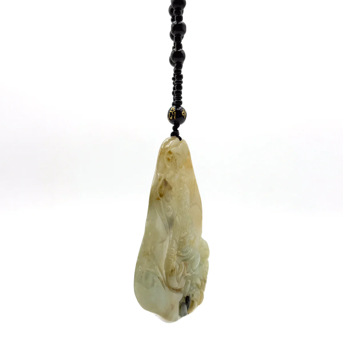 Certified Natural Type A Icy Yellow Jadeite Jade Lotus Kwan-Yin Pendant - Image 9