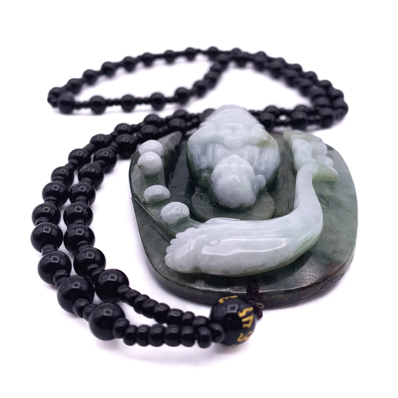 Cert'd Natural Type AAA Black, Moss Green and Ice Green Masterpiece Jadeite Jade Hotei Happy Buddha in a Magical Grotto Defended by a Dragon Releaesing - Image 8