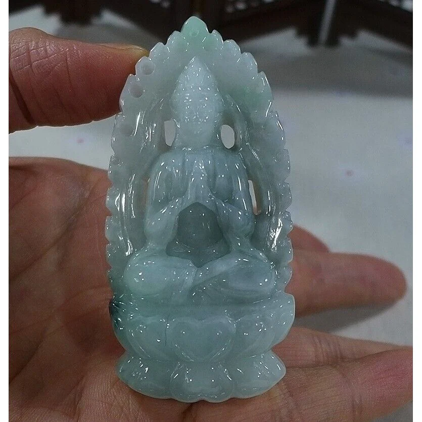 Certified Natural Type A Jadeite Jade Kwan-Yin Pendant Necklace - Image 4