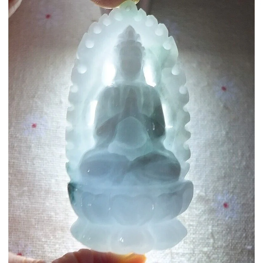 Certified Natural Type A Jadeite Jade Kwan-Yin Pendant Necklace - Image 5