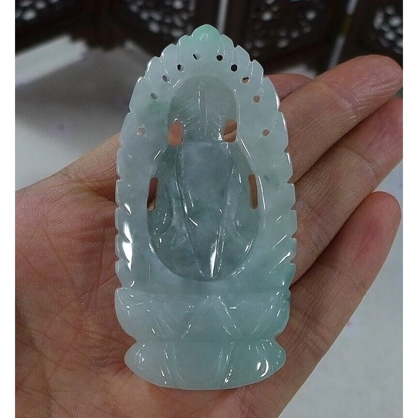 Certified Natural Type A Jadeite Jade Kwan-Yin Pendant Necklace - Image 6
