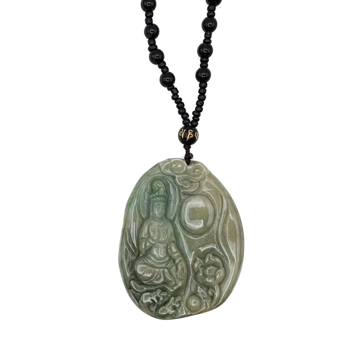 Certified Natural Type A Jadeite Jade Lotus Kwan-Yin Pendant Necklace - Image 5