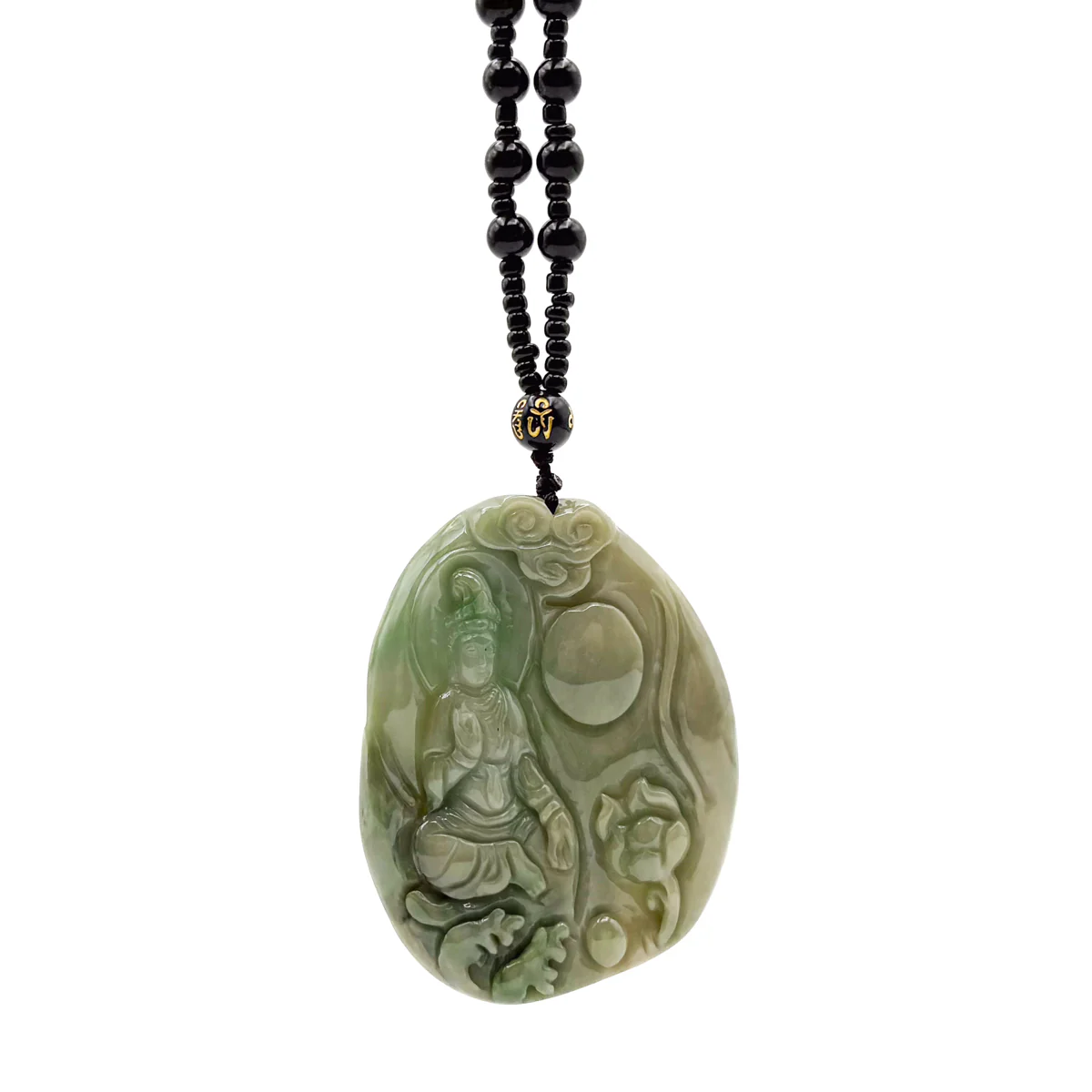 Certified Natural Type A Jadeite Jade Lotus Kwan-Yin Pendant Necklace - Image 7
