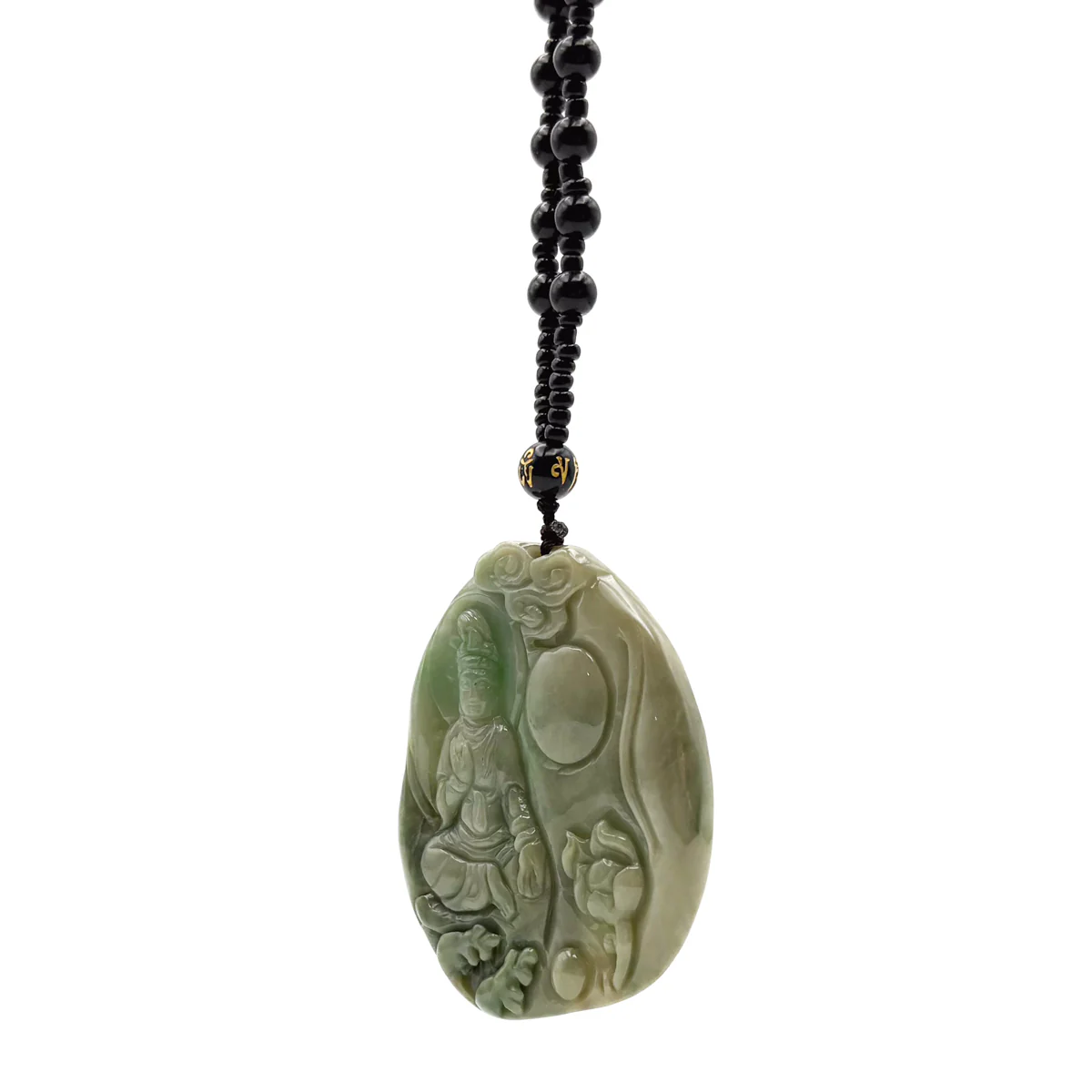 Certified Natural Type A Jadeite Jade Lotus Kwan-Yin Pendant Necklace - Image 8