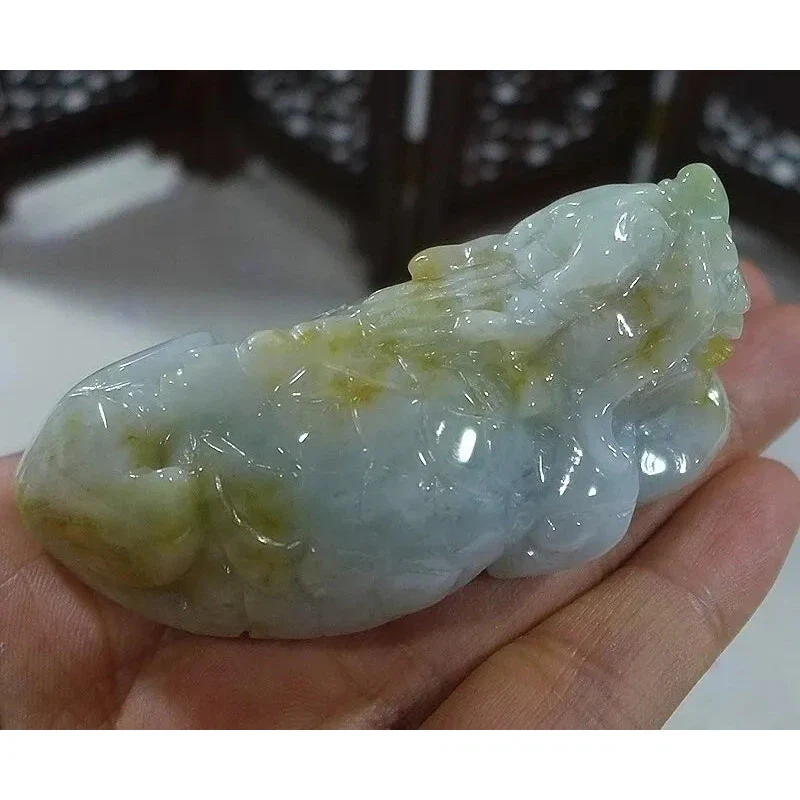 Certified Natural Type A Jadeite Jade Turtle Dragon Big Pendant - Image 2