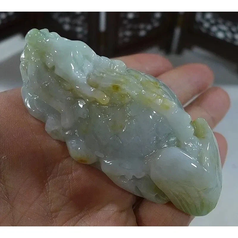 Certified Natural Type A Jadeite Jade Turtle Dragon Big Pendant - Image 3