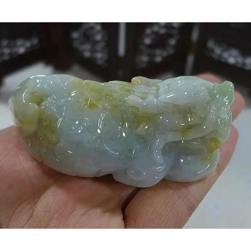 Certified Natural Type A Jadeite Jade Turtle Dragon Big Pendant - Image 4