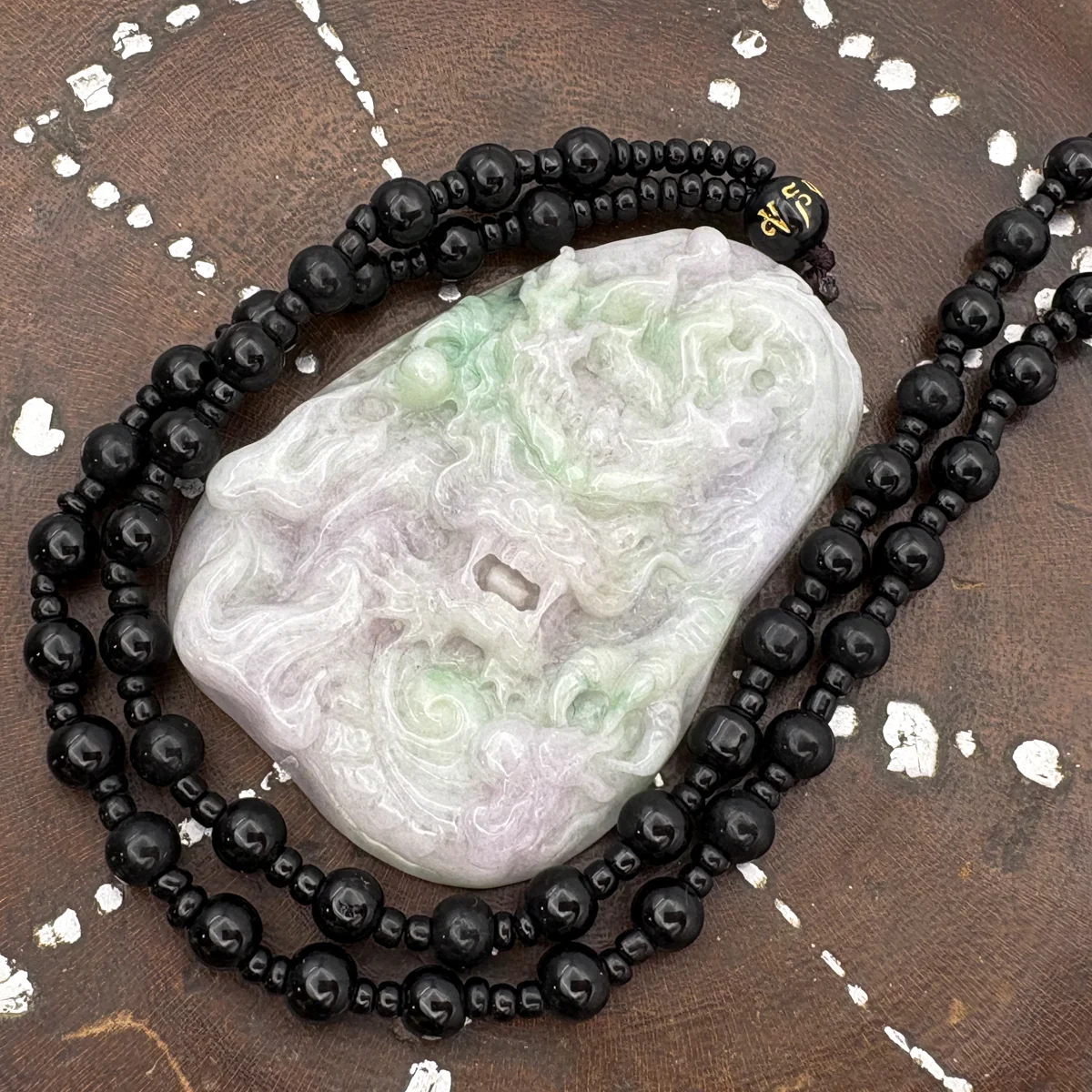 Certified Natural Type A Lavender Green Jadeite Jade Dragon Pendant - Image 13
