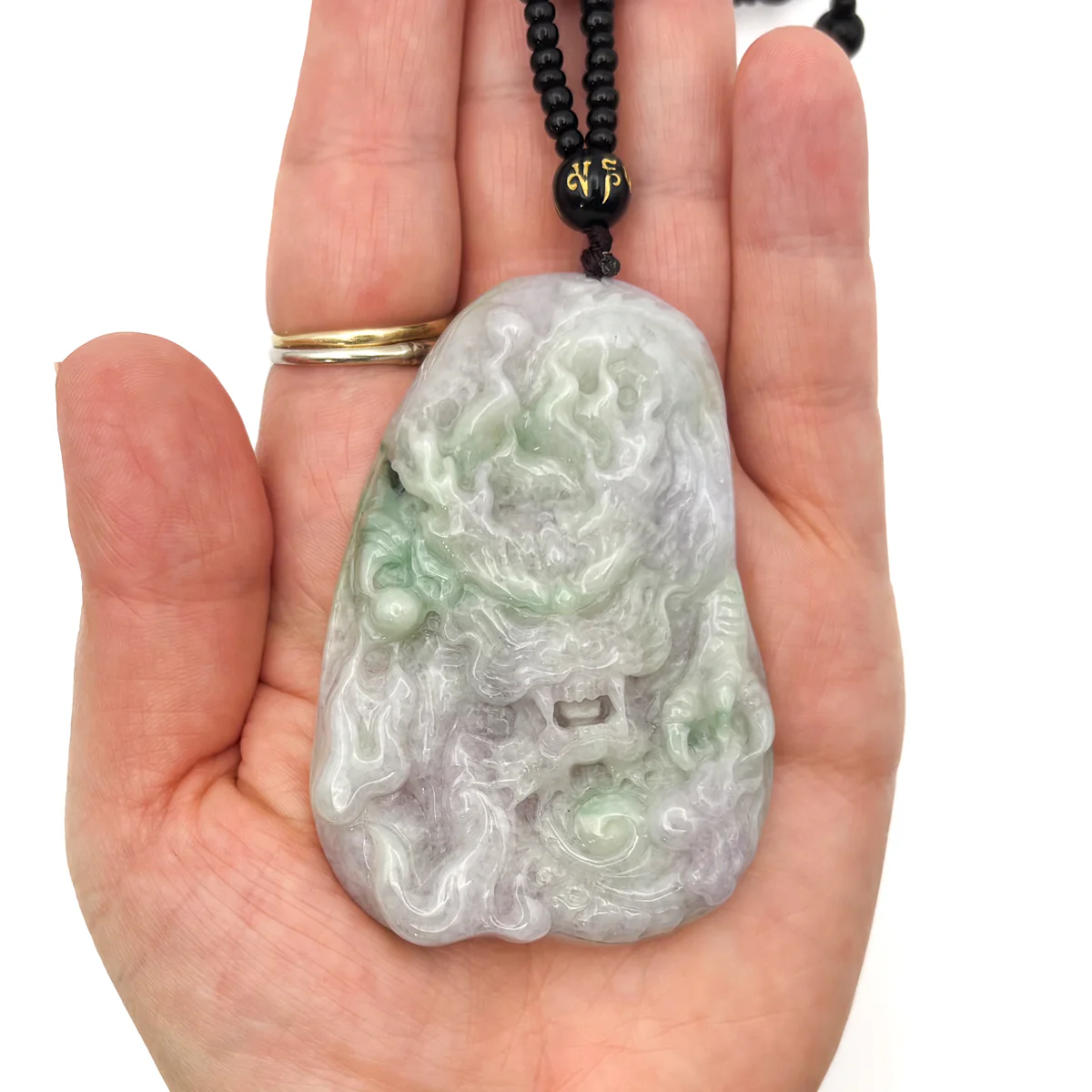 Certified Natural Type A Lavender Green Jadeite Jade Dragon Pendant - Image 14