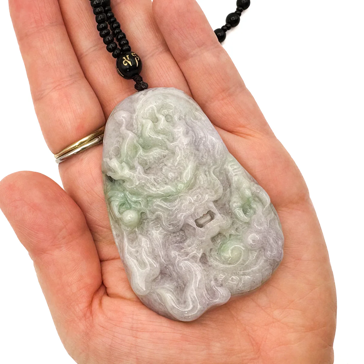 Certified Natural Type A Lavender Green Jadeite Jade Dragon Pendant - Image 15