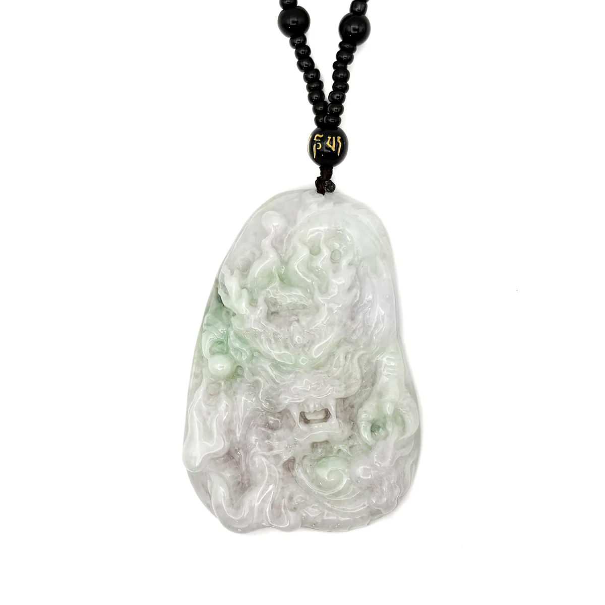 Certified Natural Type A Lavender Green Jadeite Jade Dragon Pendant - Image 2