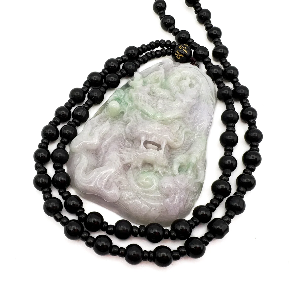 Certified Natural Type A Lavender Green Jadeite Jade Dragon Pendant - Image 3