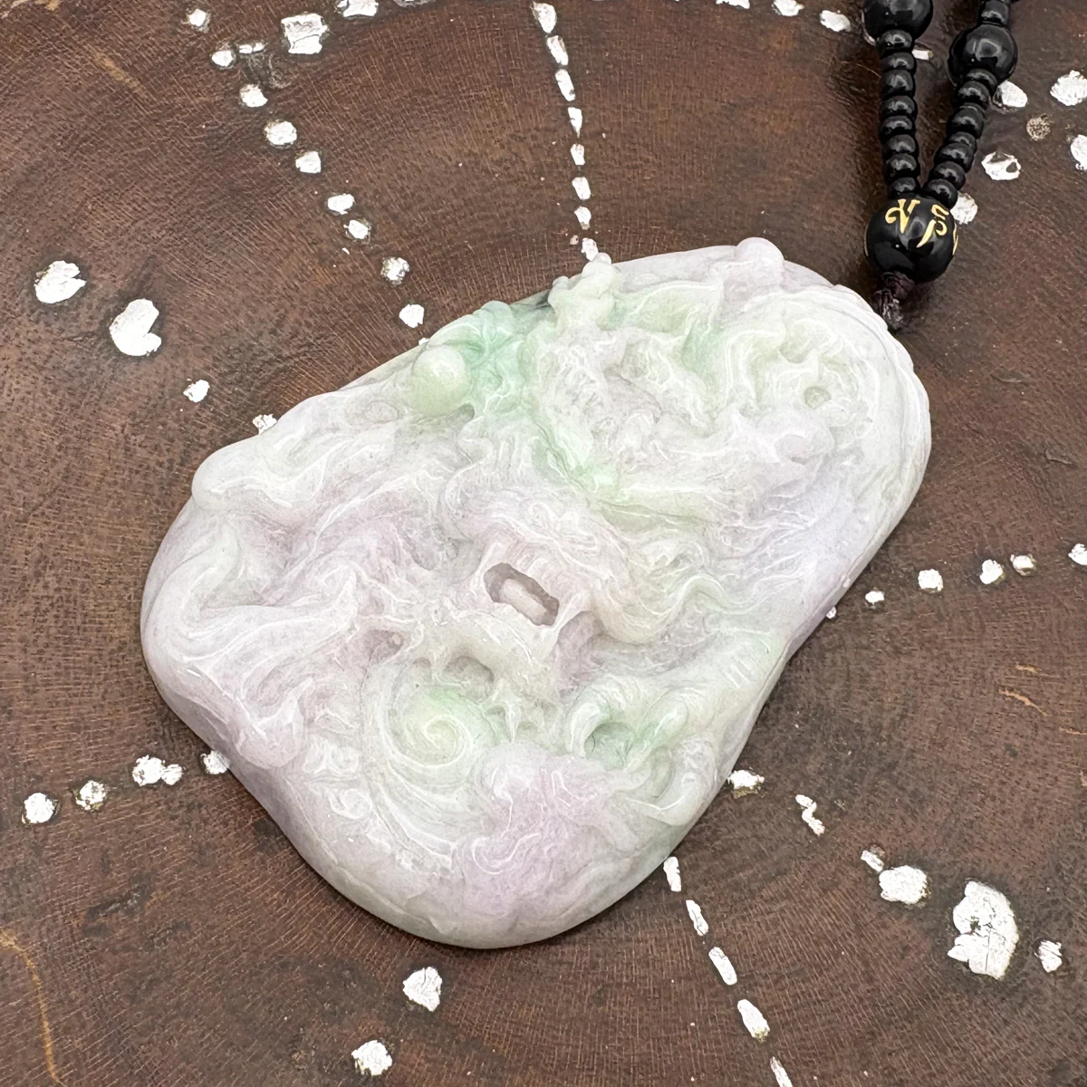 Certified Natural Type A Lavender Green Jadeite Jade Dragon Pendant - Image 5