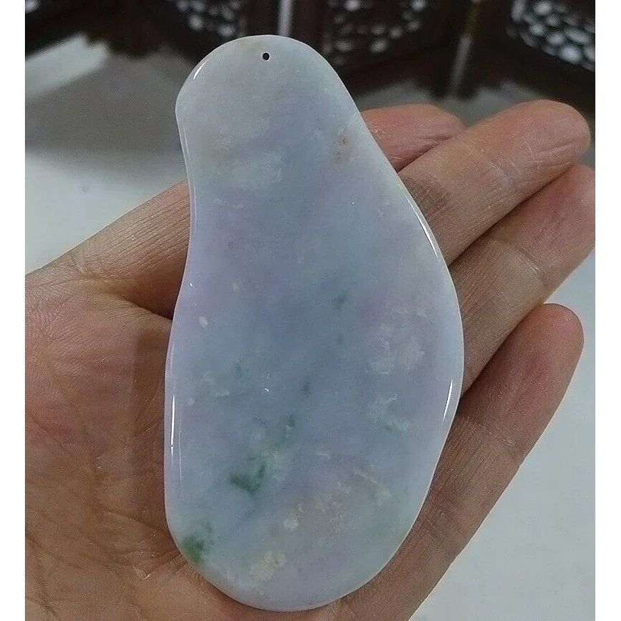 Certified Natural Type A Lavender Green Jadeite Jade Lotus Kwan-Yin Pendant - Image 5