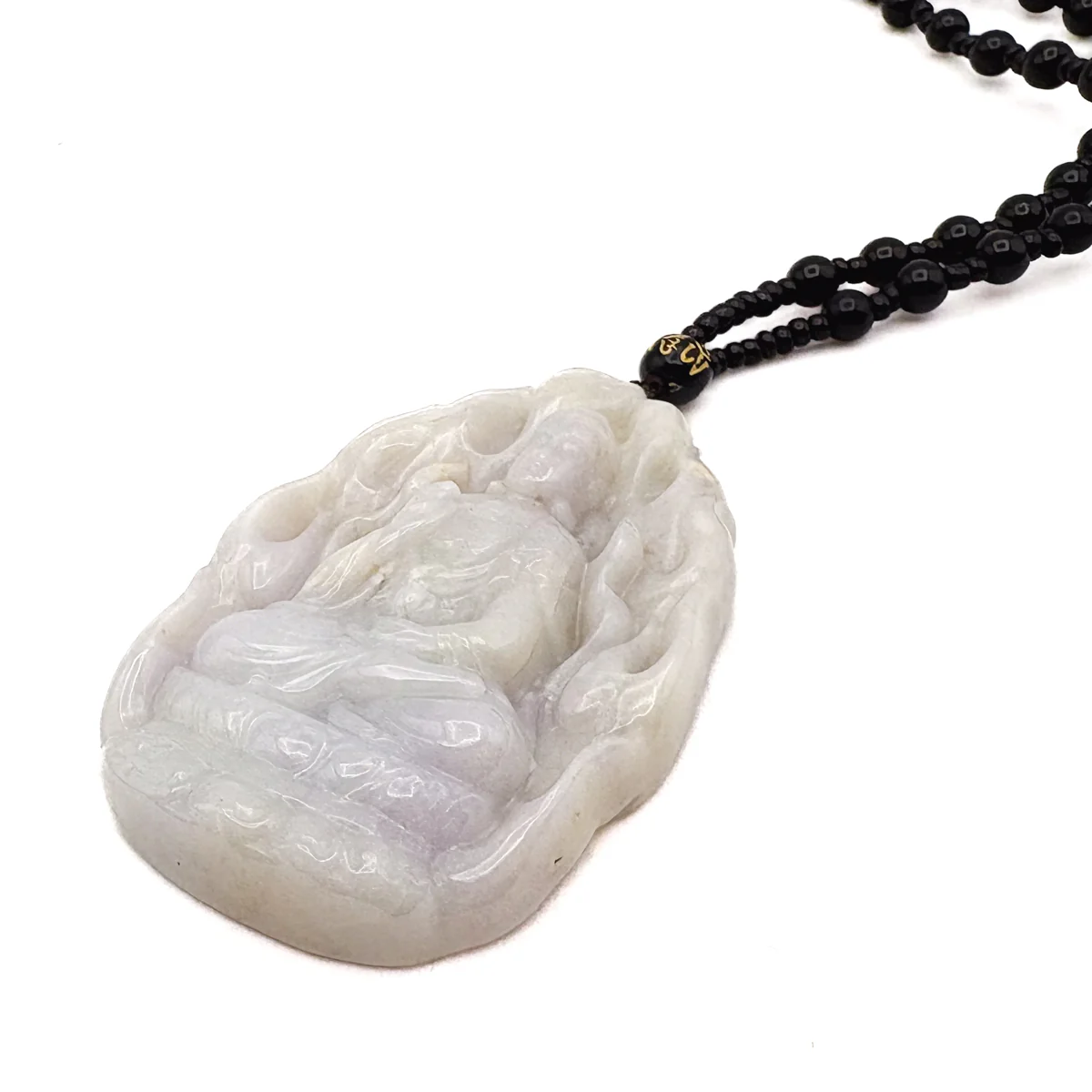 Certified Natural Type A Lavender Jadeite Jade Big Kwan-Yin Pendant - Image 2