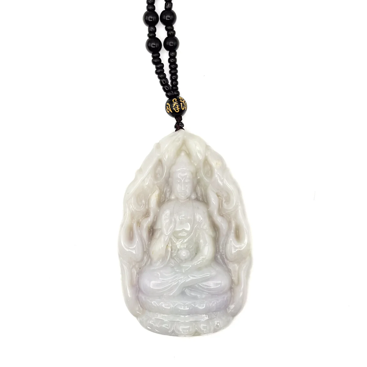 Certified Natural Type A Lavender Jadeite Jade Big Kwan-Yin Pendant - Image 4
