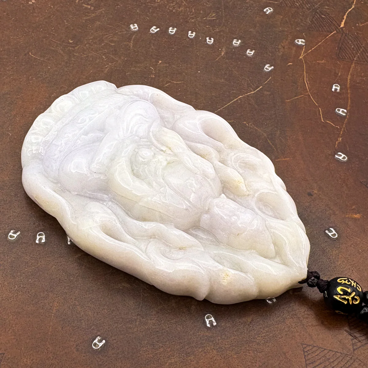 Certified Natural Type A Lavender Jadeite Jade Big Kwan-Yin Pendant - Image 5