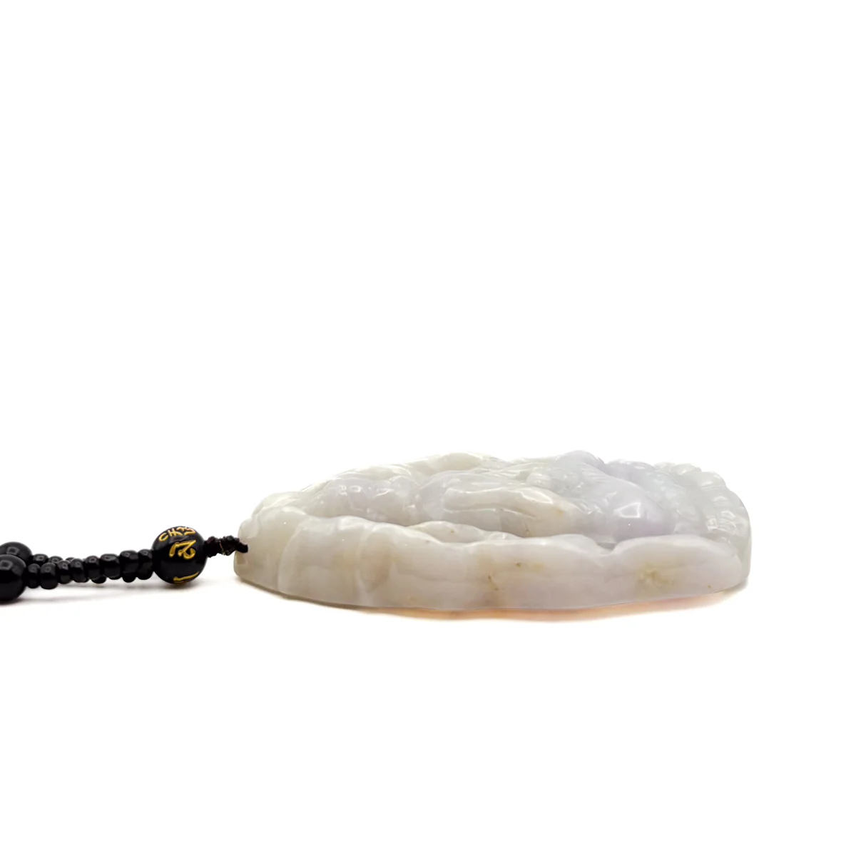 Certified Natural Type A Lavender Jadeite Jade Big Kwan-Yin Pendant - Image 6
