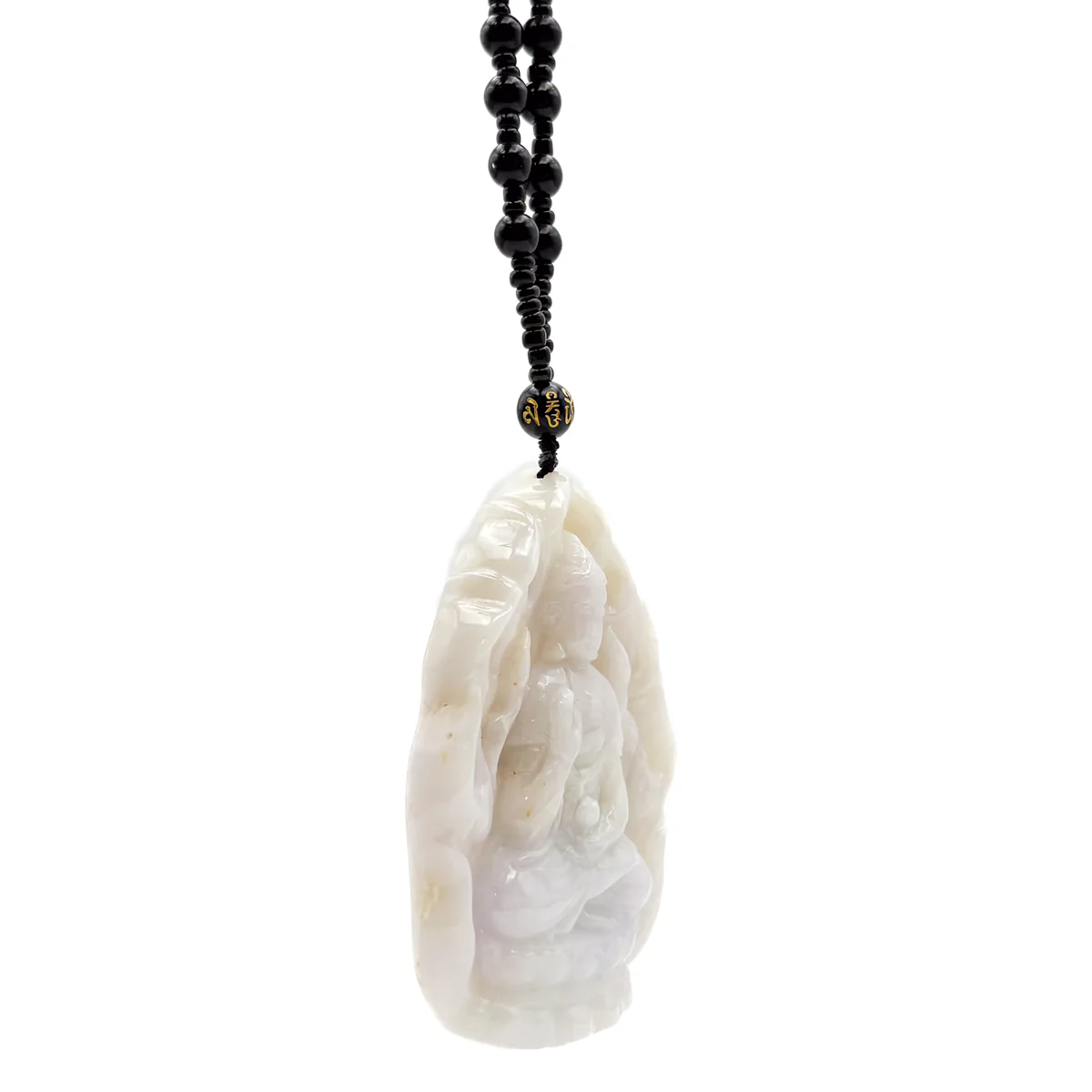 Certified Natural Type A Lavender Jadeite Jade Big Kwan-Yin Pendant - Image 8