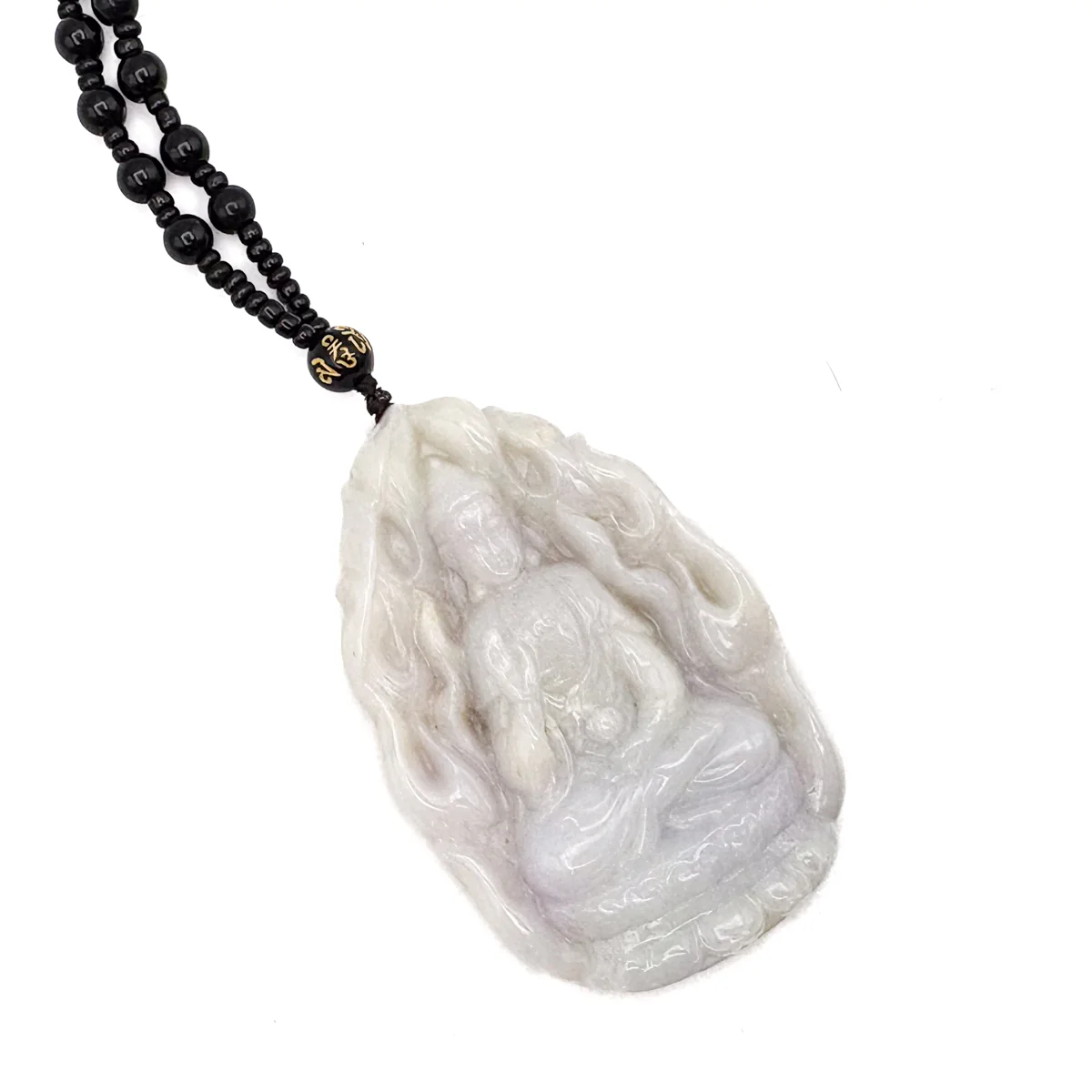 Certified Natural Type A Lavender Jadeite Jade Big Kwan-Yin Pendant - Image 9