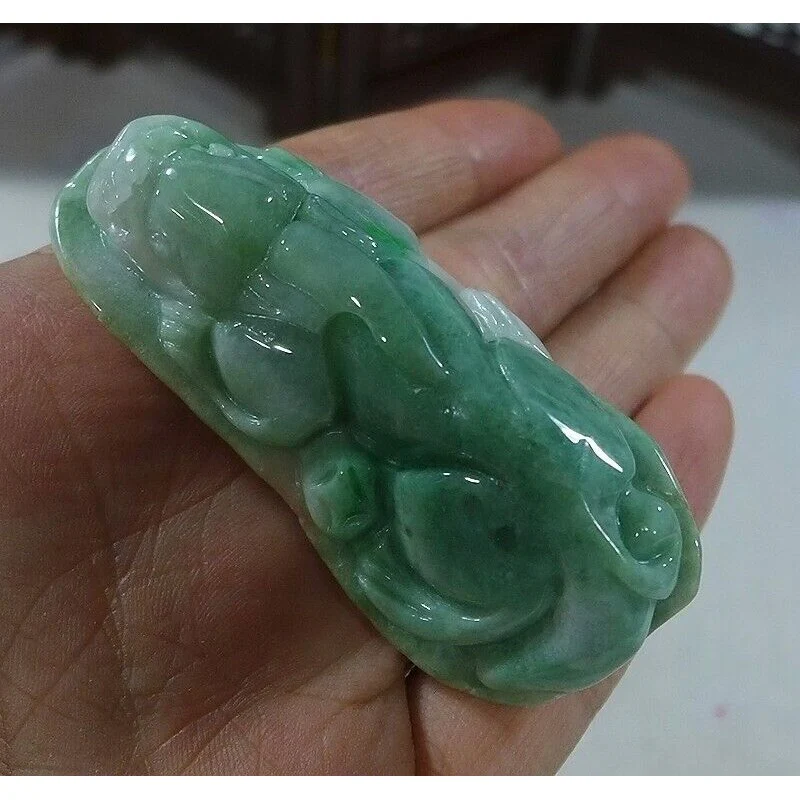 Certified Natural Type A Light Green Jadeite Jade Big Pixiu Pendant - Image 4