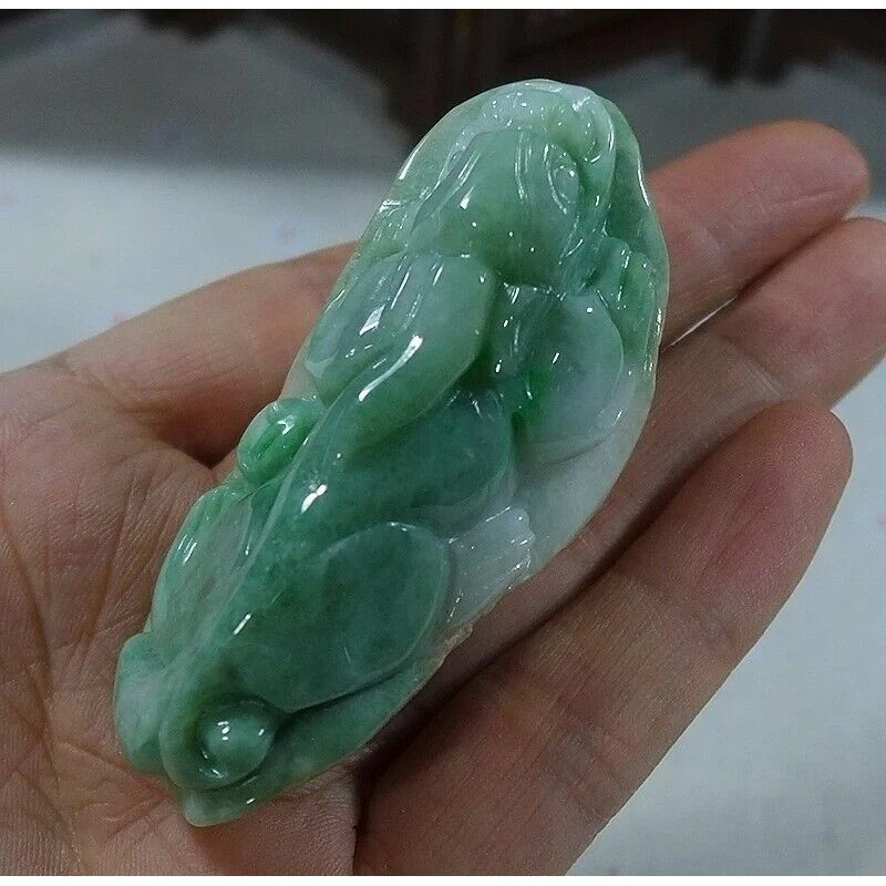 Certified Natural Type A Light Green Jadeite Jade Big Pixiu Pendant - Image 5