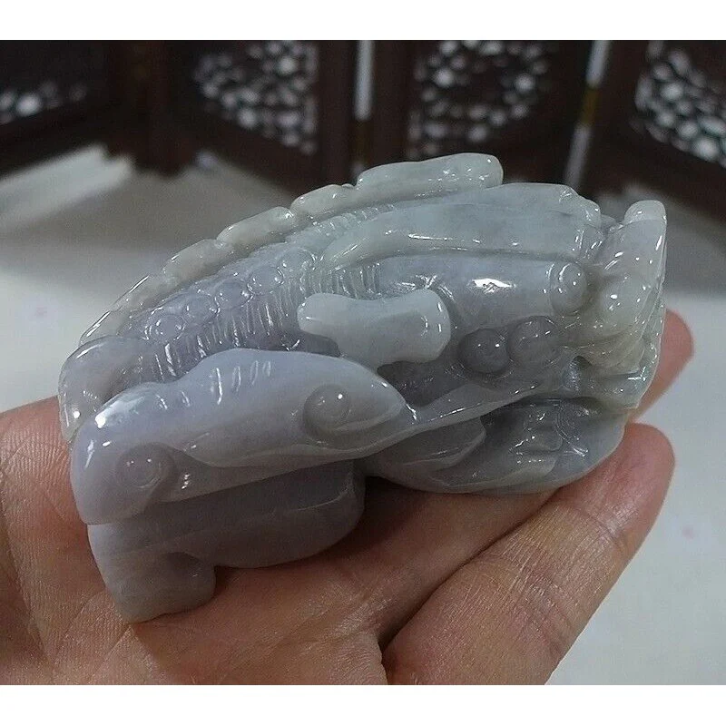 Cert'd Natural Type A Yellow Jadeite Jade Big Ruyi Pixiu Pendant - Image 3
