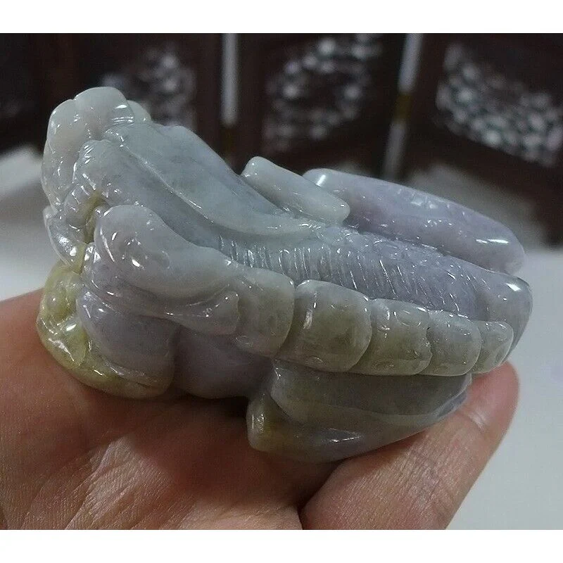 Cert'd Natural Type A Yellow Jadeite Jade Big Ruyi Pixiu Pendant - Image 4