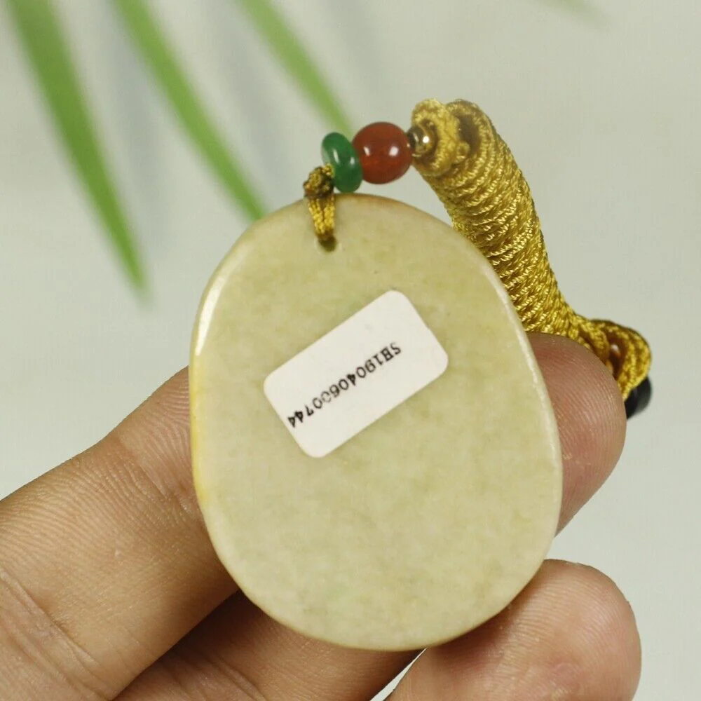 Certified Yellow 100% Natural A Jadeite Jade Pendant Mouse Butterfly - Image 9