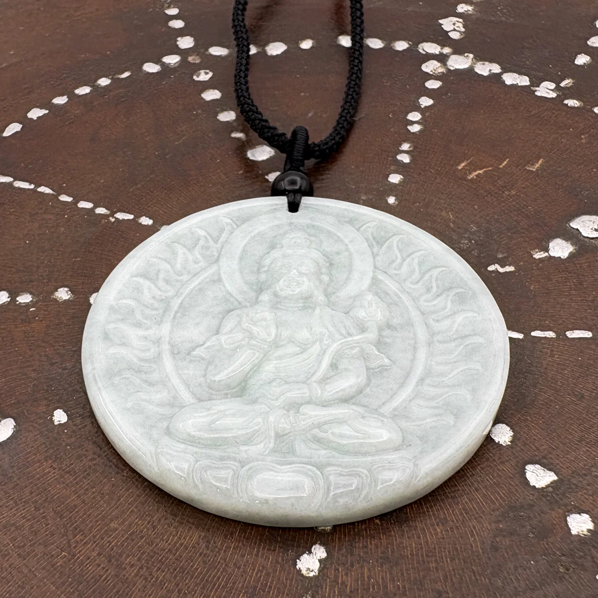 Certified 100% Natural Grade A Green Jade Jadeite Pendant Carved Kwan-Yin Necklace - Image 3