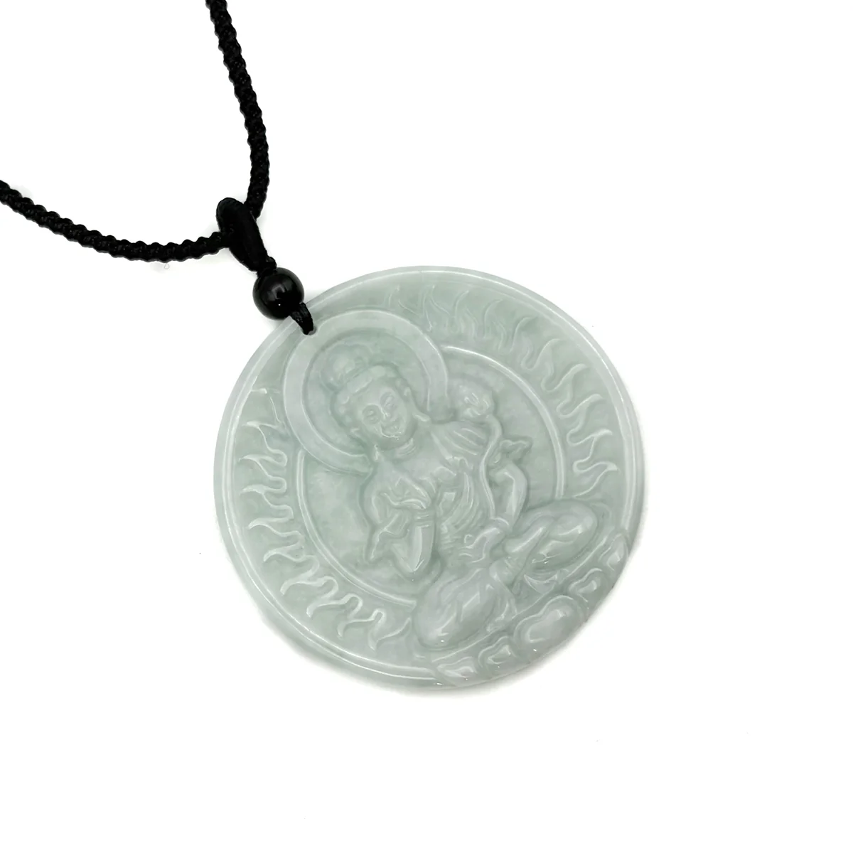 Certified 100% Natural Grade A Green Jade Jadeite Pendant Carved Kwan-Yin Necklace - Image 4