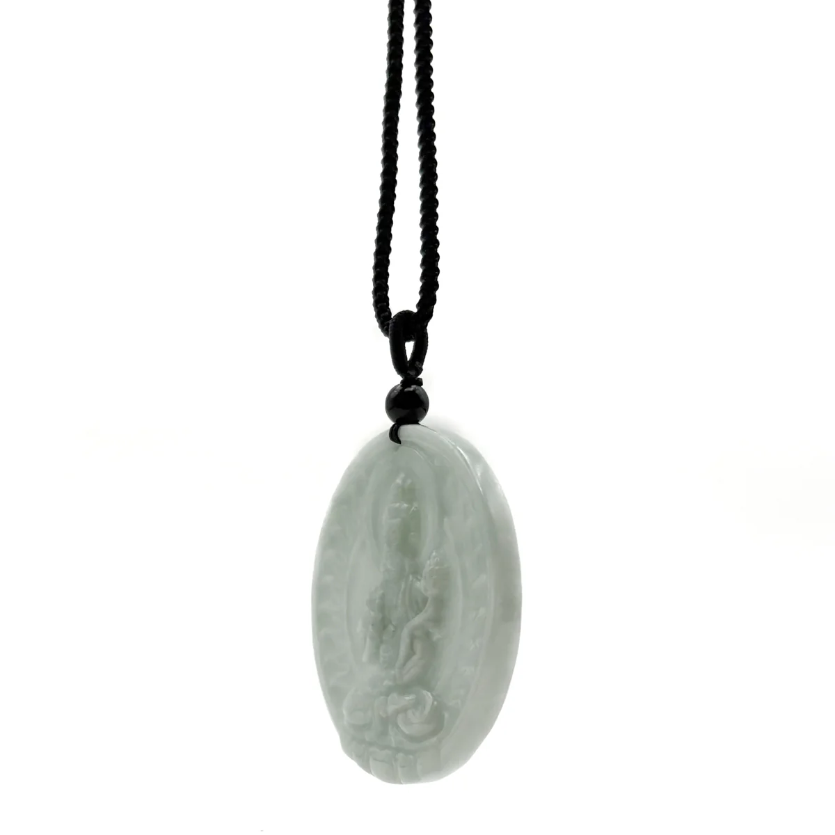 Certified 100% Natural Grade A Green Jade Jadeite Pendant Carved Kwan-Yin Necklace - Image 7