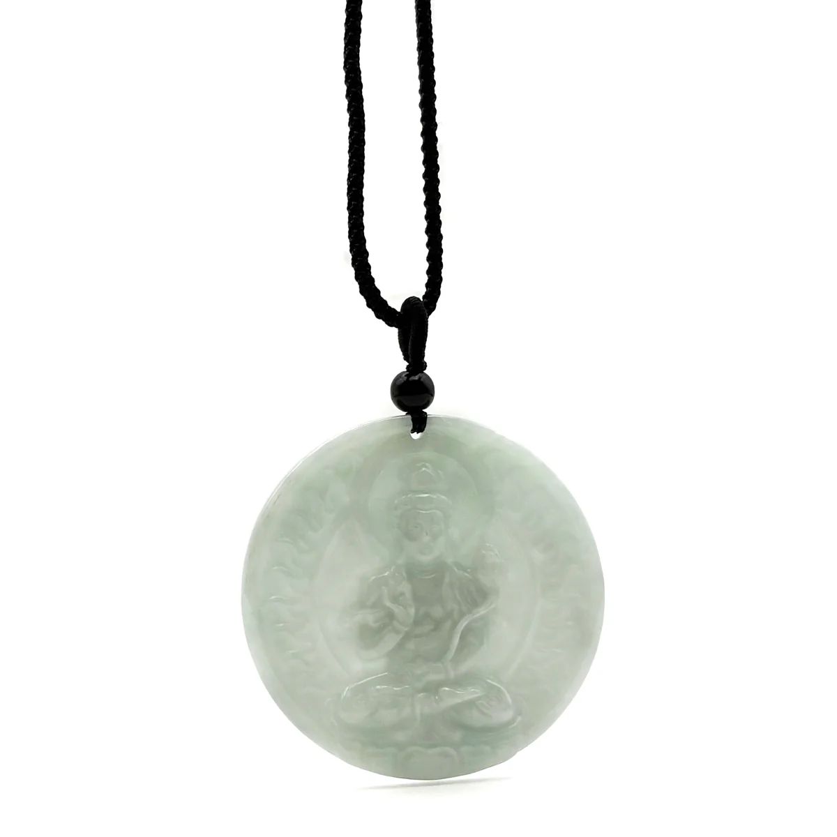 Certified 100% Natural Grade A Green Jade Jadeite Pendant Carved Kwan-Yin Necklace - Image 8