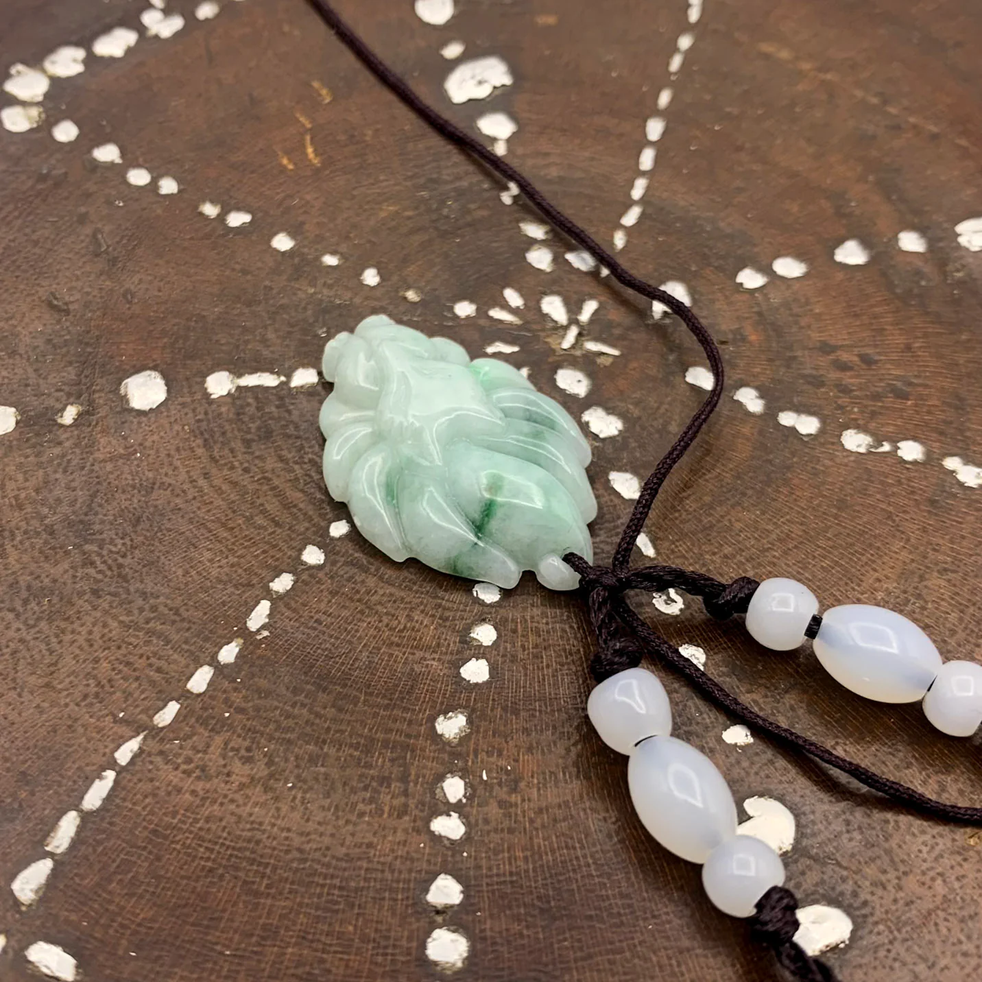 Certified 100% Natural Jadeite Nine Tail Fox Kitsune Pendant - Image 3