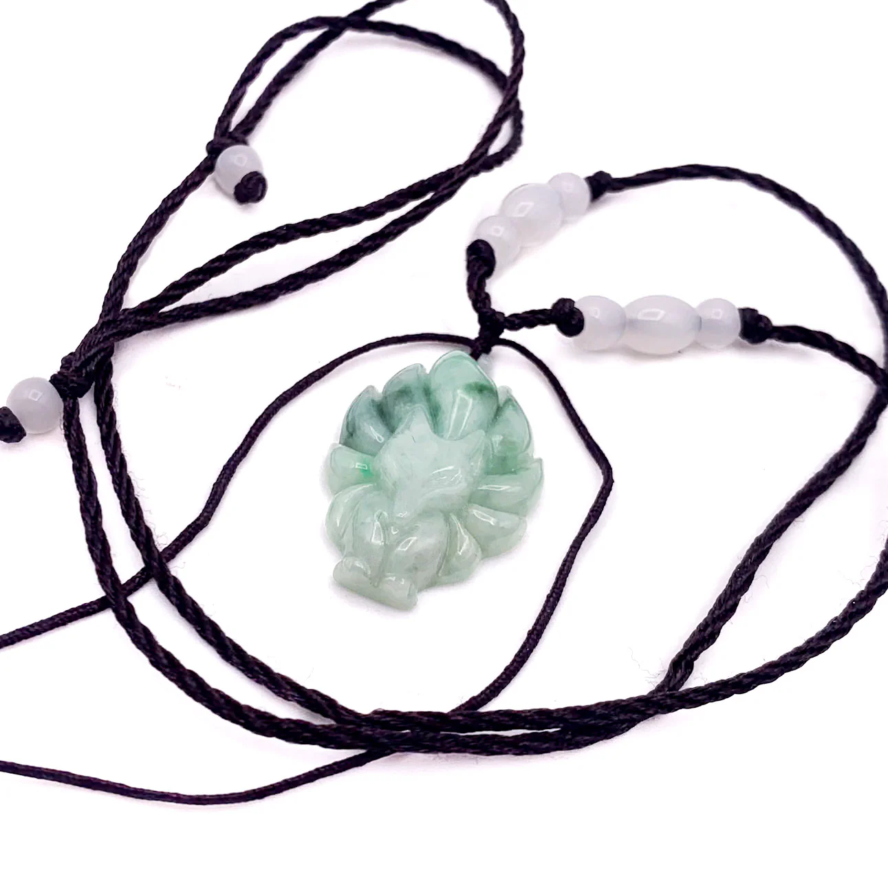 Certified 100% Natural Jadeite Nine Tail Fox Kitsune Pendant - Image 4