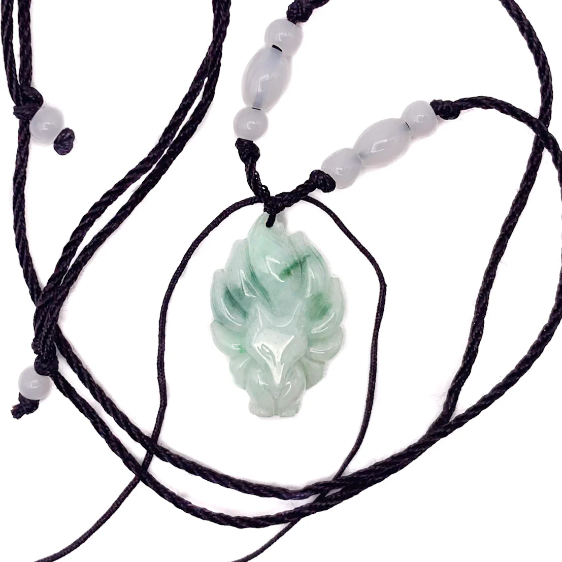 Certified 100% Natural Jadeite Nine Tail Fox Kitsune Pendant - Image 6