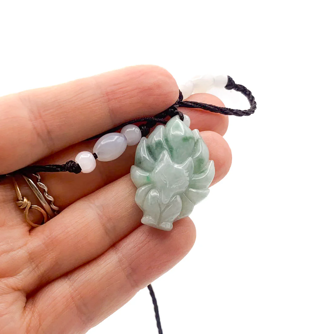 Certified 100% Natural Jadeite Nine Tail Fox Kitsune Pendant - Image 8