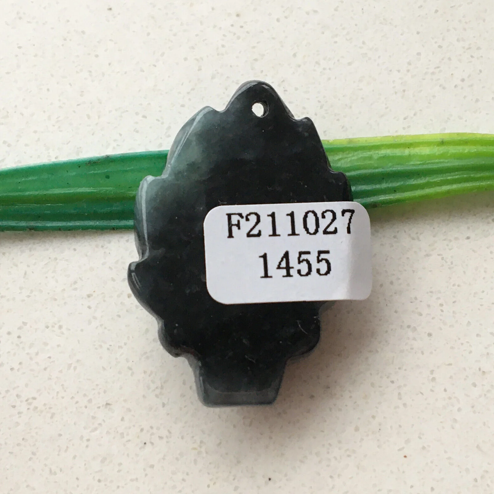 Certified 100% Natural Smoky Gray Jadeite Carved Nine-Tailed Fox Pendant - Image 3