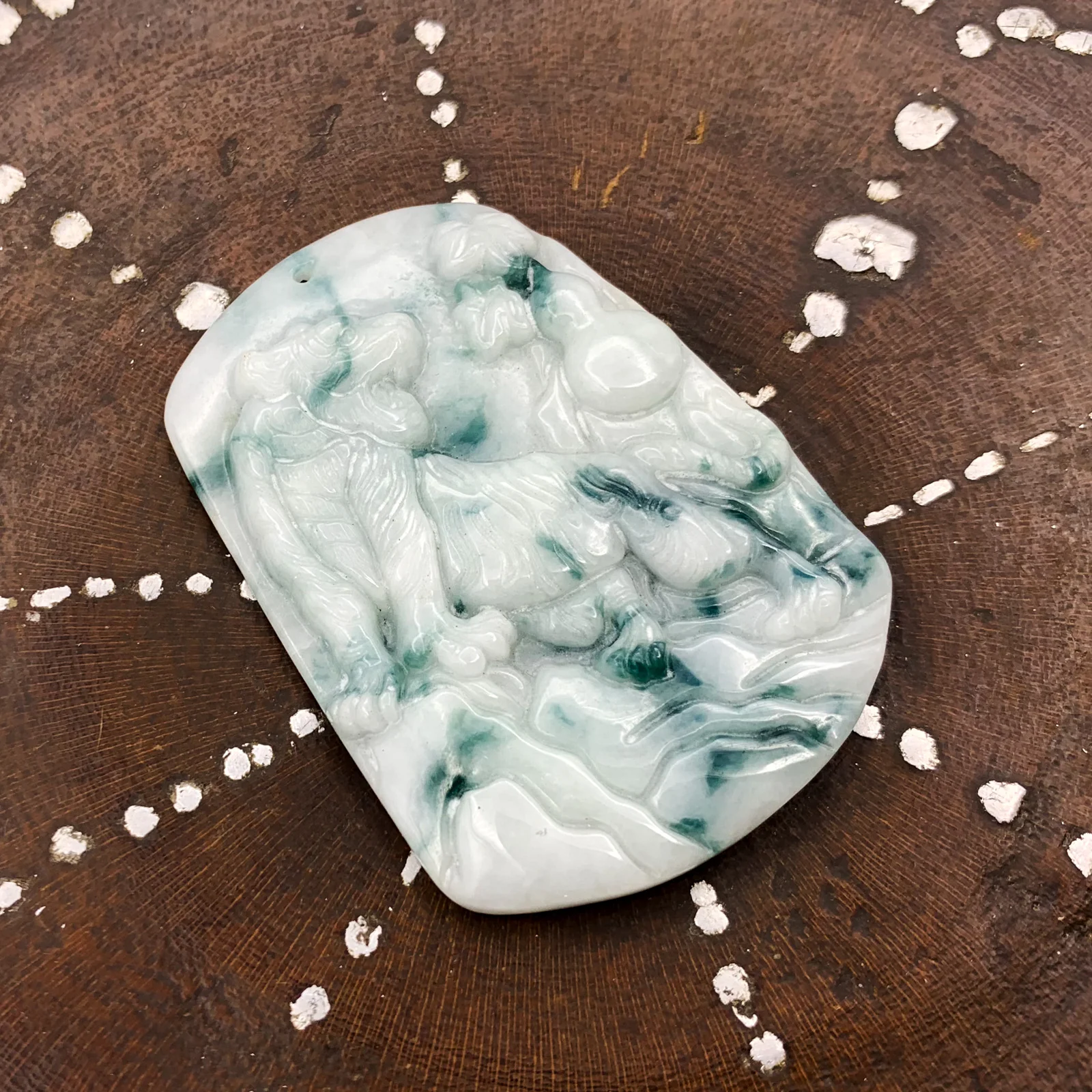 Certified 100% Natural White Green A Jade Jadeite Pendant Tiger - Image 3