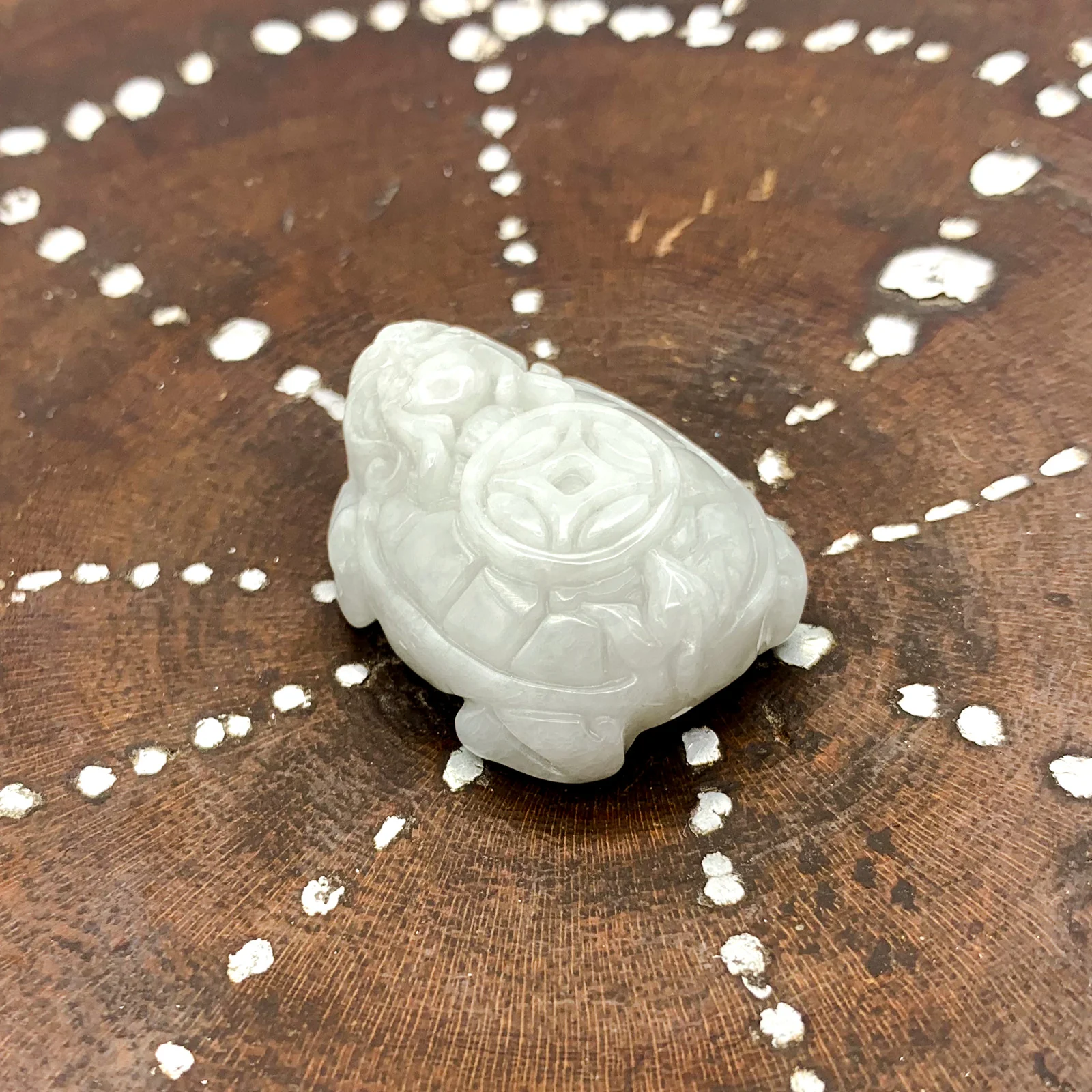 Certified 100% Natural White Light Green A Jade Jadeite Pendant Money Turtle - Image 3