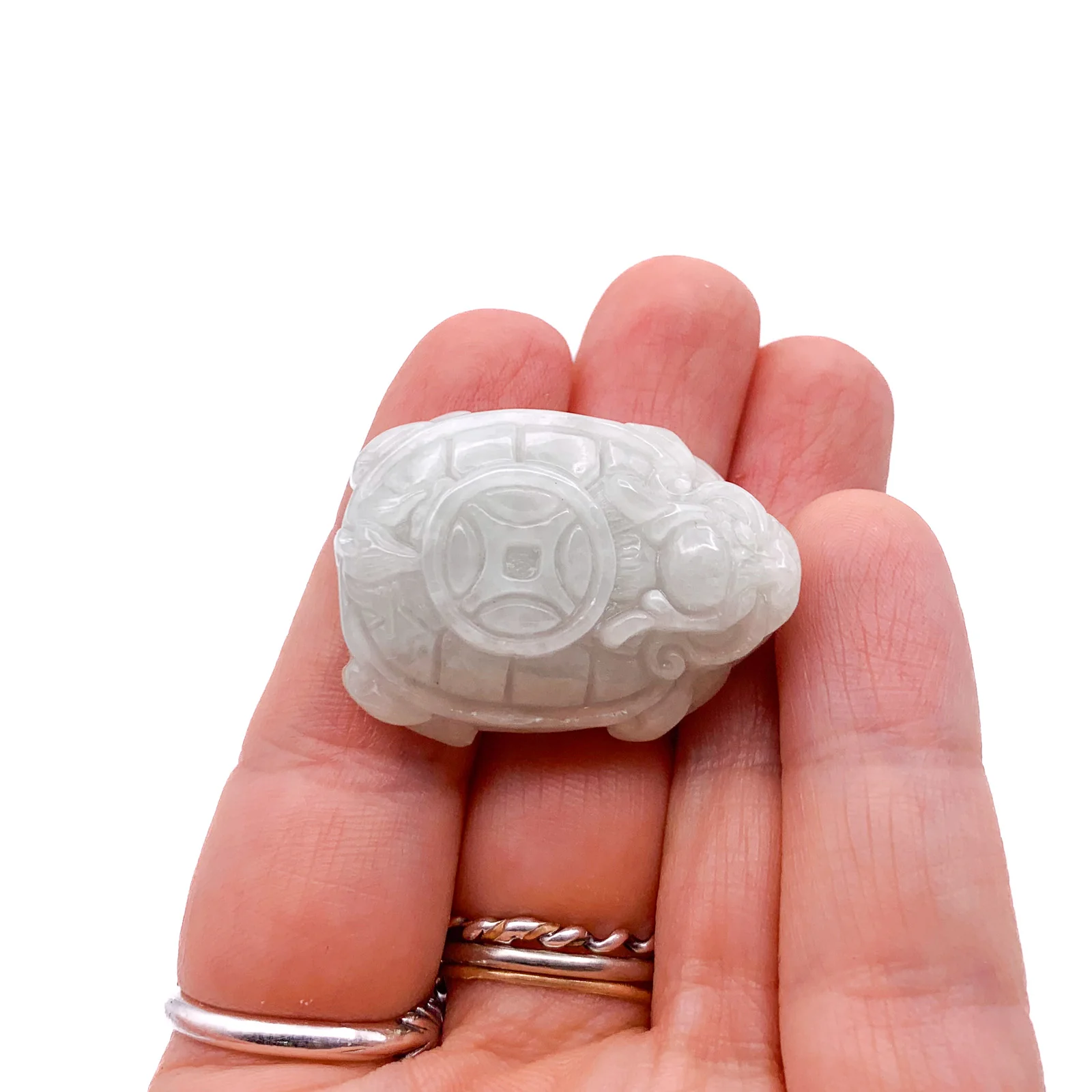 Certified 100% Natural White Light Green A Jade Jadeite Pendant Money Turtle - Image 7