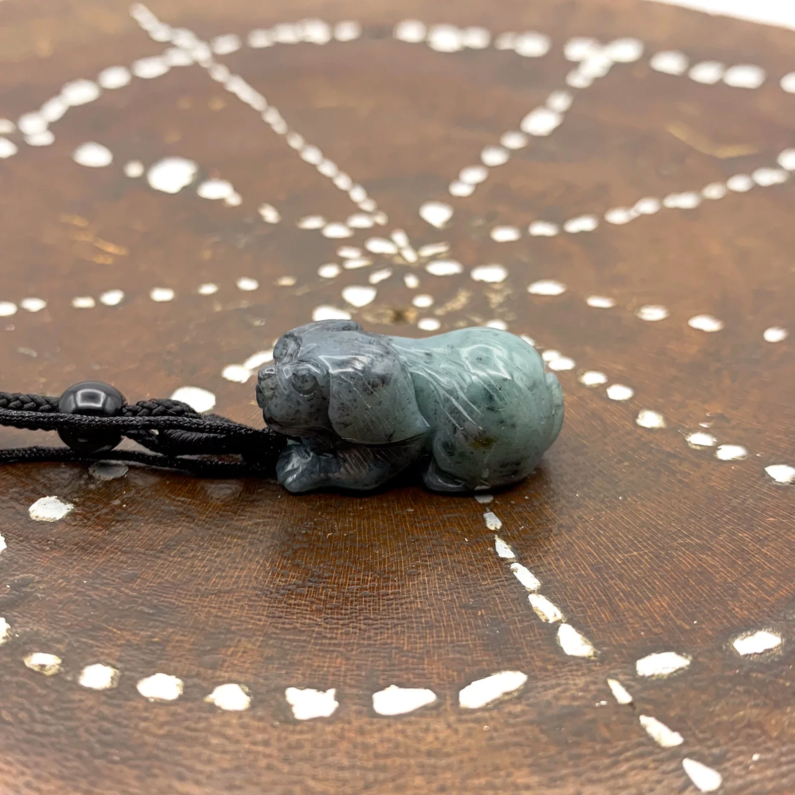 Certified Black 100% Burma Natural A Jade Jadeite Pendant Dog - Image 2