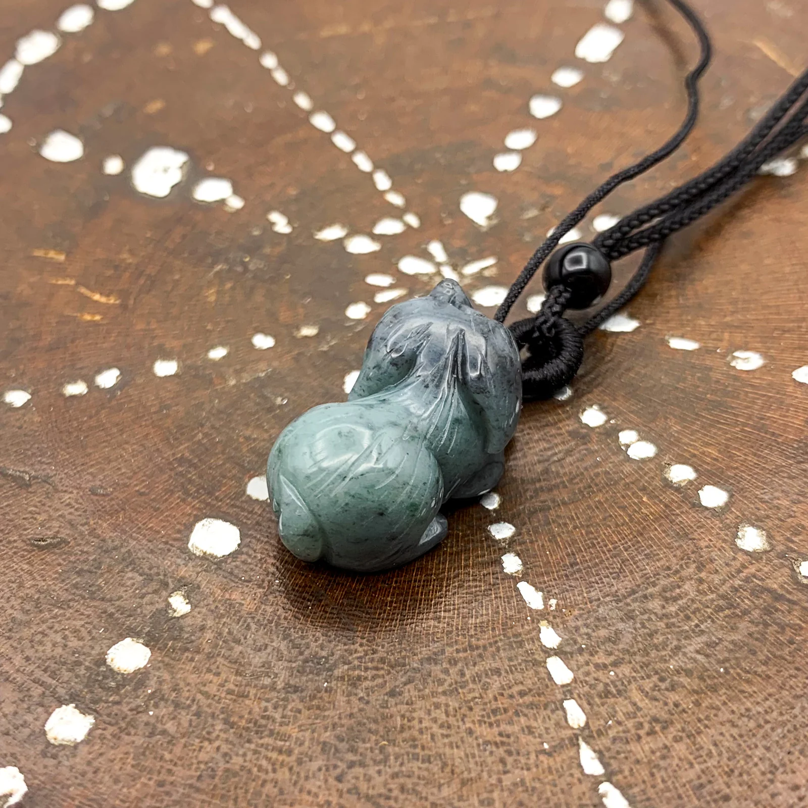 Certified Black 100% Burma Natural A Jade Jadeite Pendant Dog - Image 3