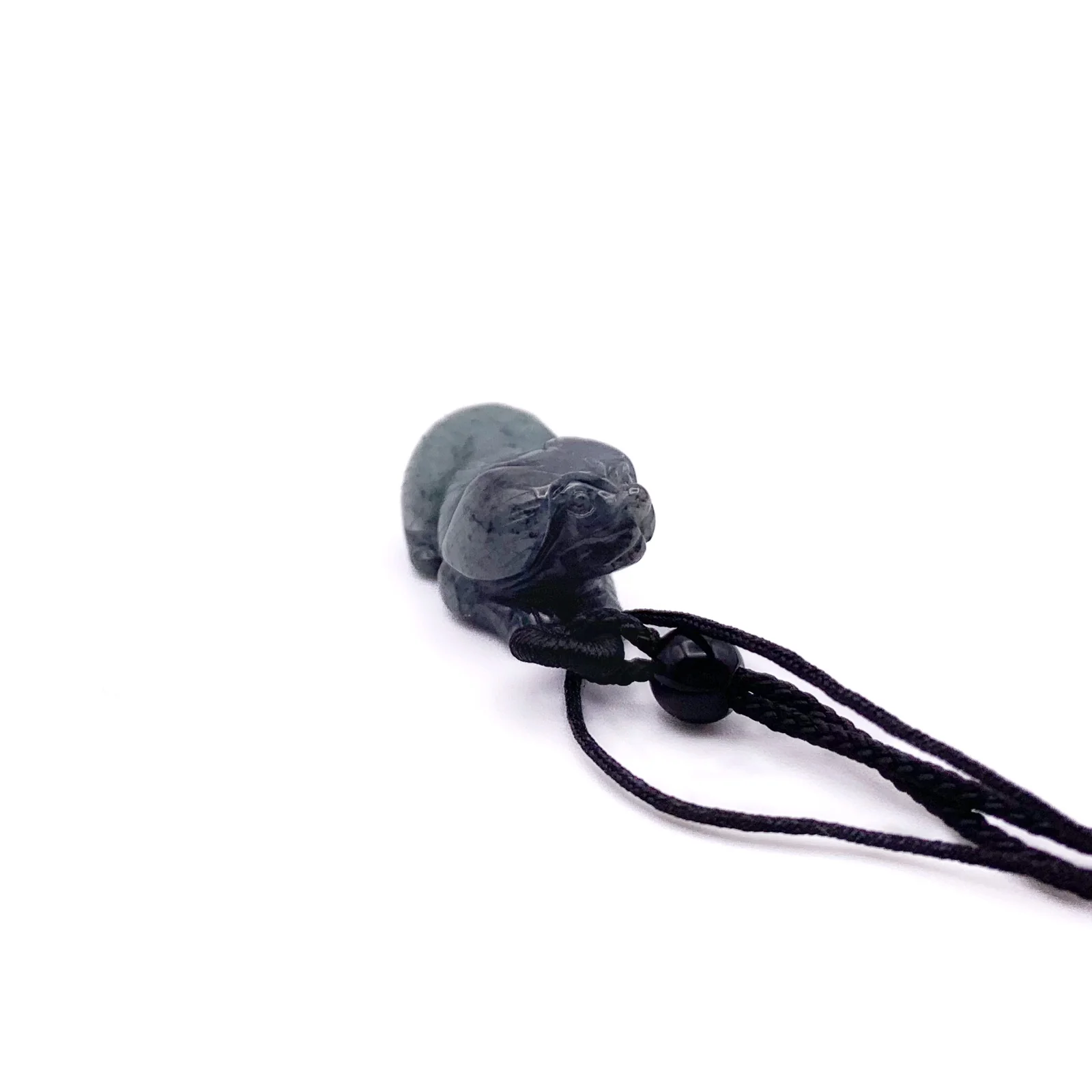 Certified Black 100% Burma Natural A Jade Jadeite Pendant Dog - Image 6