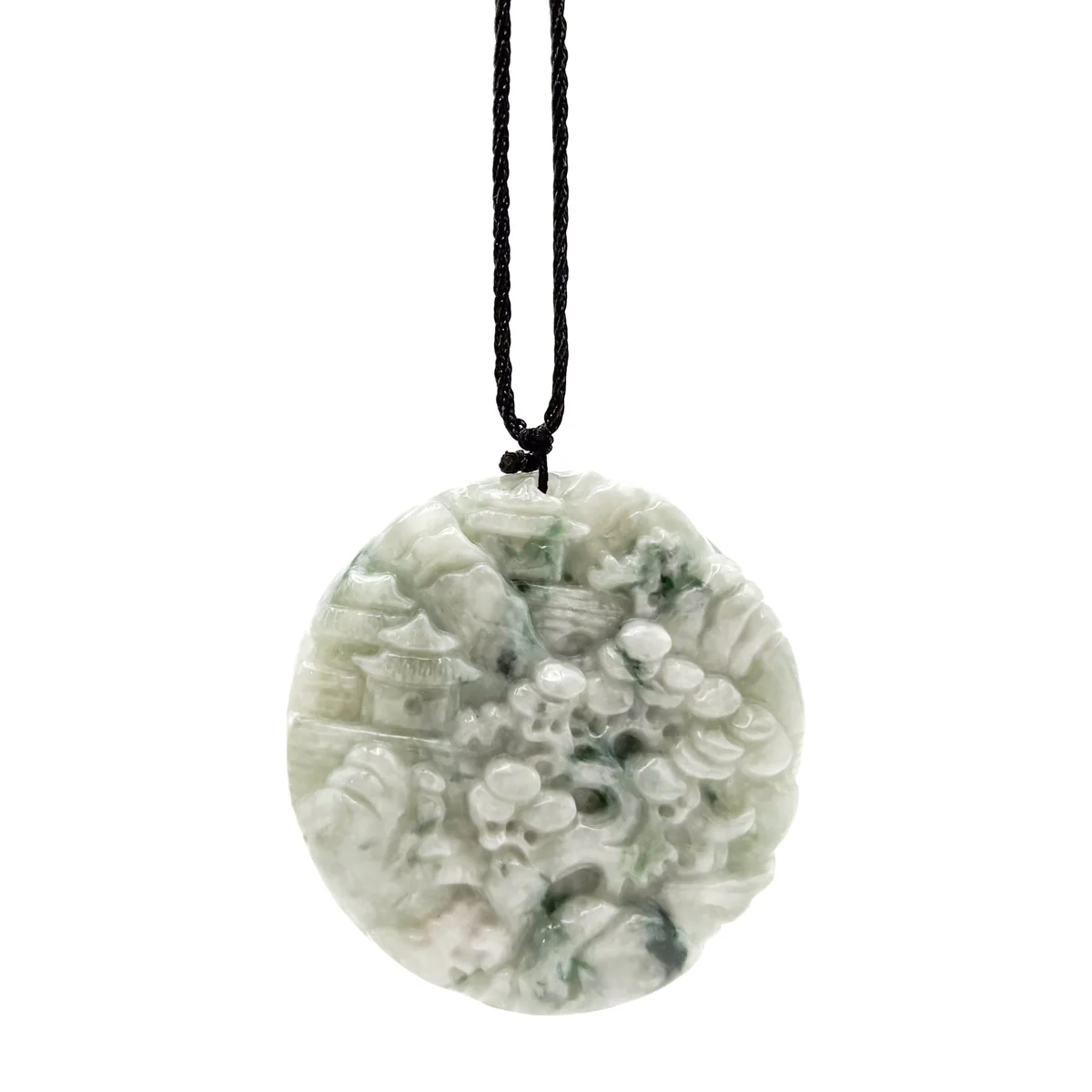 Certified Floral Green Natural A Jade Jadeite Pendant Landscape Painting Necklace - Image 12
