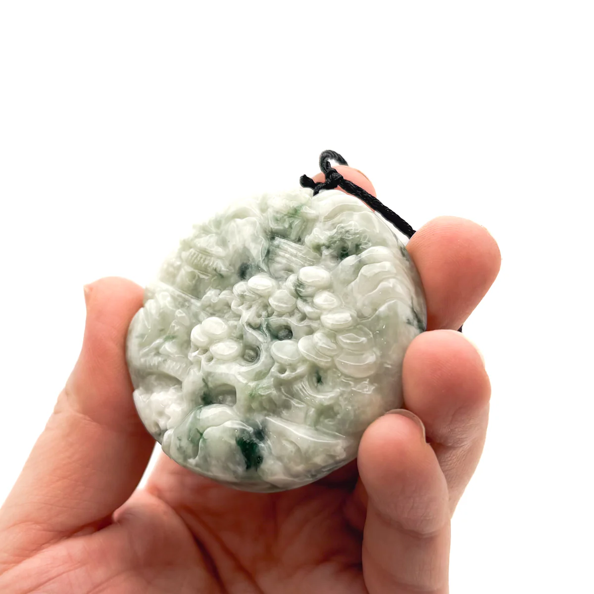 Certified Floral Green Natural A Jade Jadeite Pendant Landscape Painting Necklace - Image 14