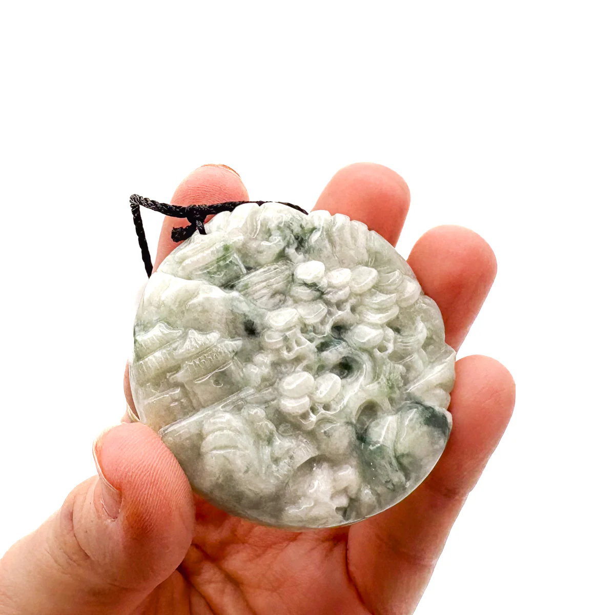 Certified Floral Green Natural A Jade Jadeite Pendant Landscape Painting Necklace - Image 15