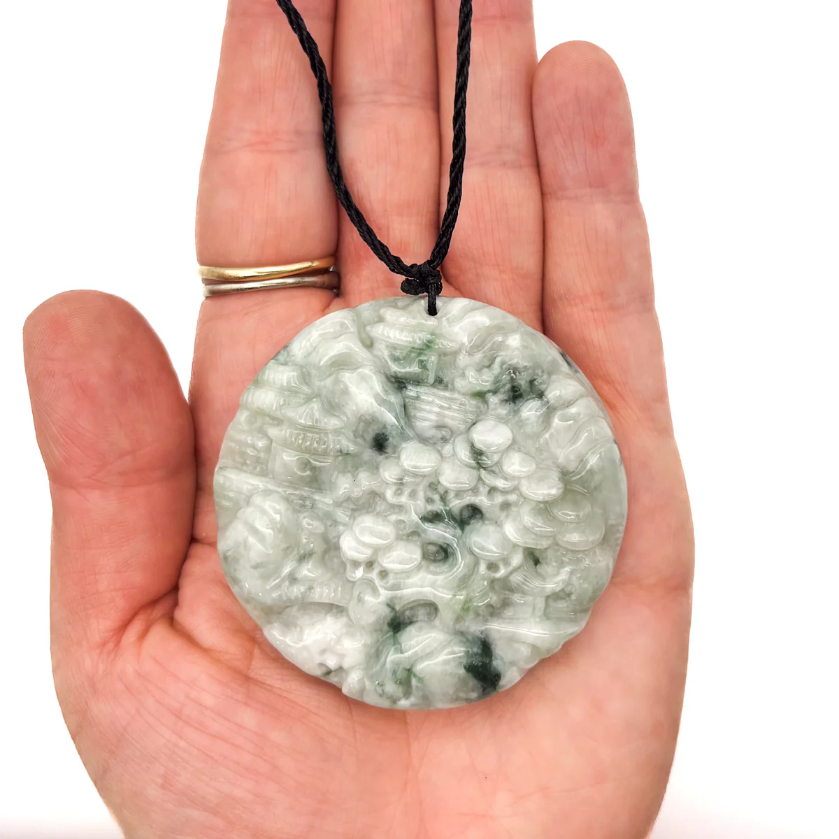 Certified Floral Green Natural A Jade Jadeite Pendant Landscape Painting Necklace - Image 16