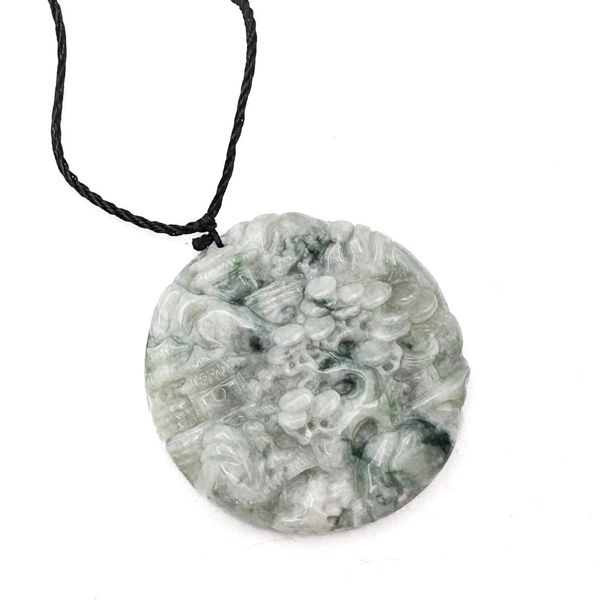 Certified Floral Green Natural A Jade Jadeite Pendant Landscape Painting Necklace - Image 2