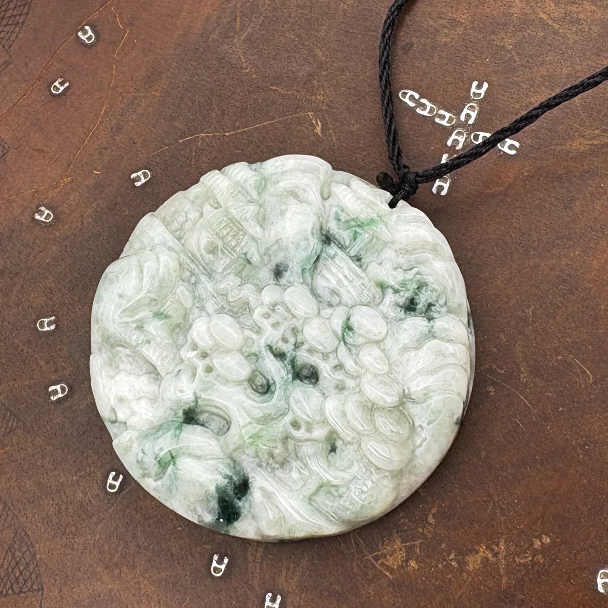 Certified Floral Green Natural A Jade Jadeite Pendant Landscape Painting Necklace - Image 3